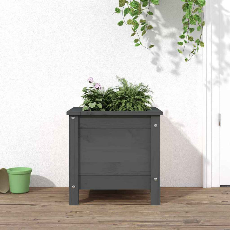 Load image into Gallery viewer, Vidaxl plantenbak 40x40x39 cm massief grenenhout grijs