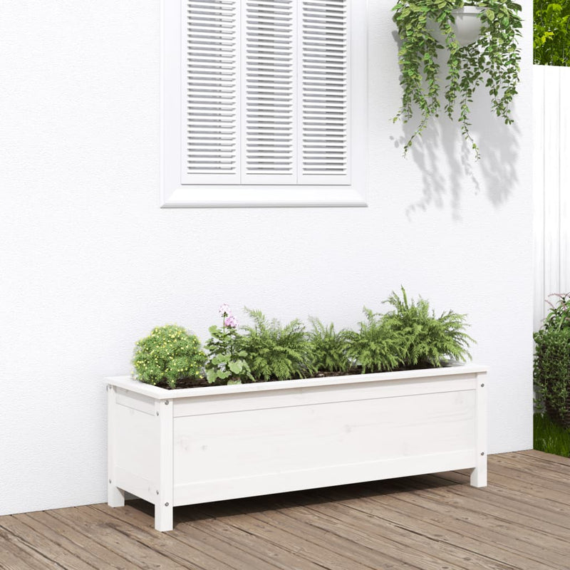 Load image into Gallery viewer, Vidaxl plantenbak verhoogd 119,5x40x39 cm massief grenenhout wit