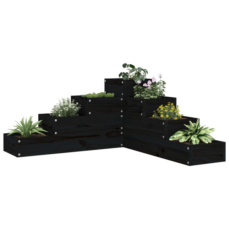 Load image into Gallery viewer, VidaXL Plantenbak 4-laags 80,5x79x36 cm massief grenenhout zwart
