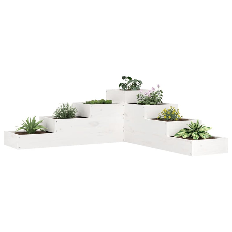Cargue la imagen en el visor de la galería, Vidaxl plantenbak 4-laags 106x104,5x36 cm massief grenenhout wit