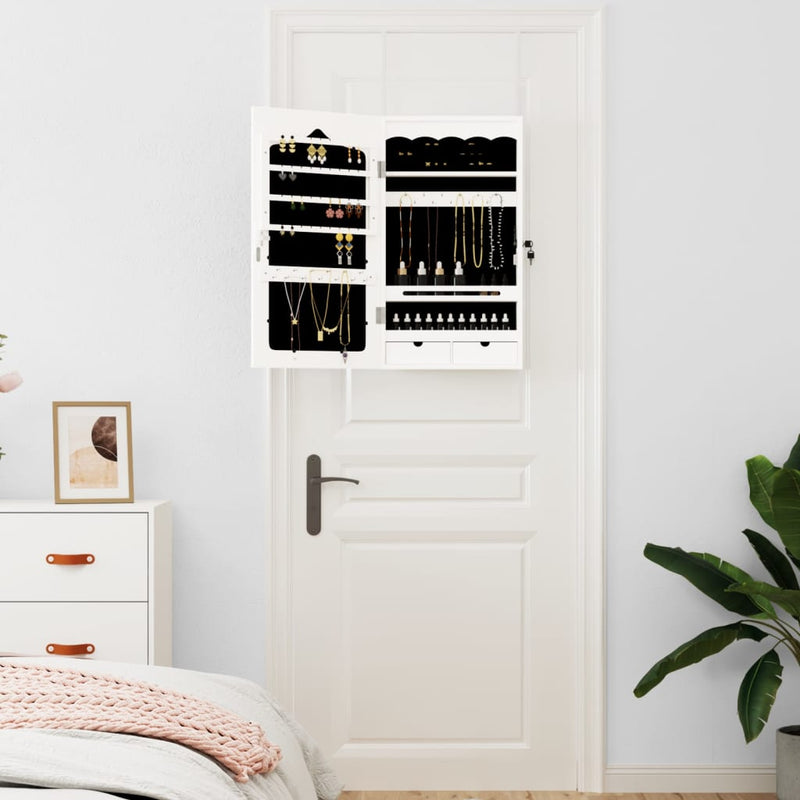 Load image into Gallery viewer, Vidaxl sieradenkast met spiegel wandgemonteerd 37,5x10x67 cm wit