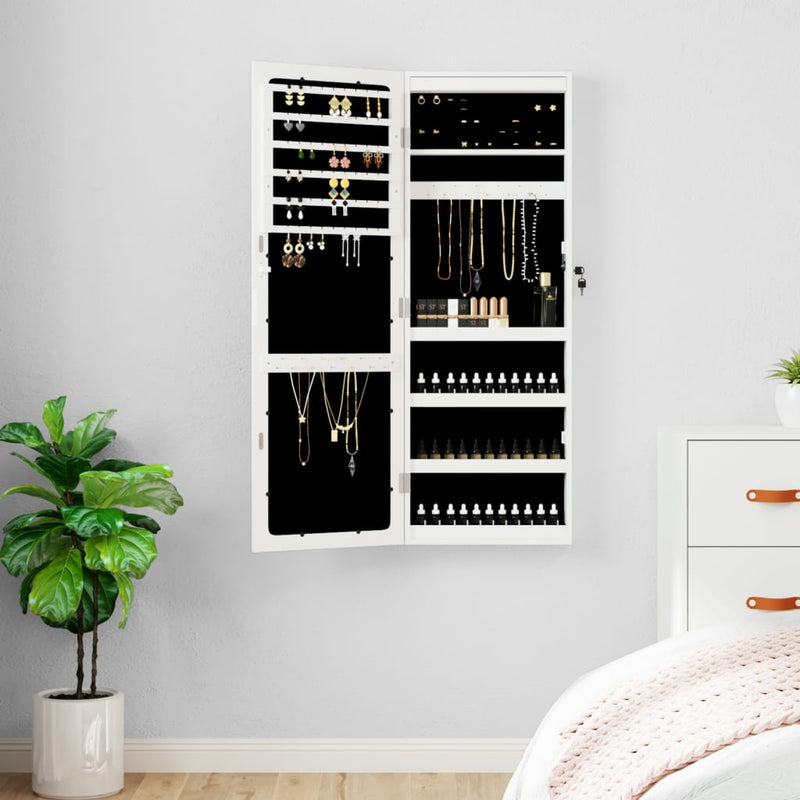 Load image into Gallery viewer, Vidaxl sieradenkast met spiegel en led wandgemonteerd wit