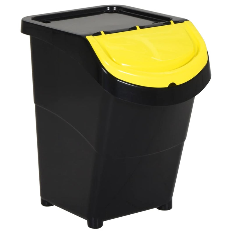 Load image into Gallery viewer, Vidaxl afvalbakken met deksels stapelbaar 3 st pp 120 l zwart