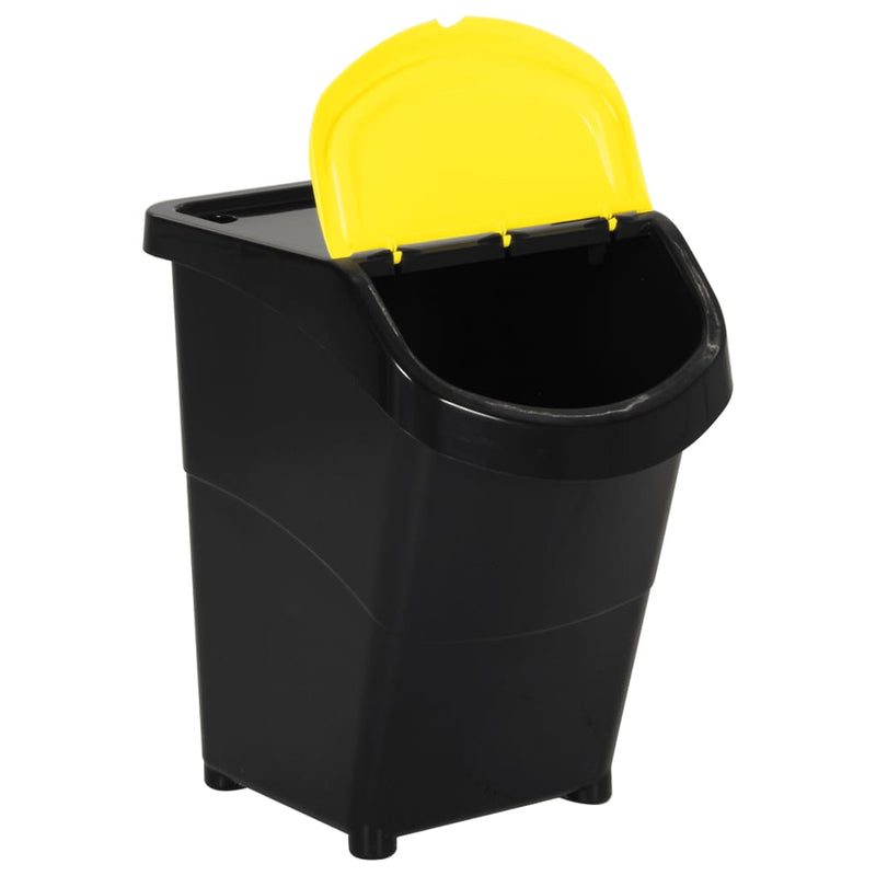 Load image into Gallery viewer, Vidaxl afvalbakken met deksels stapelbaar 3 st pp 120 l zwart