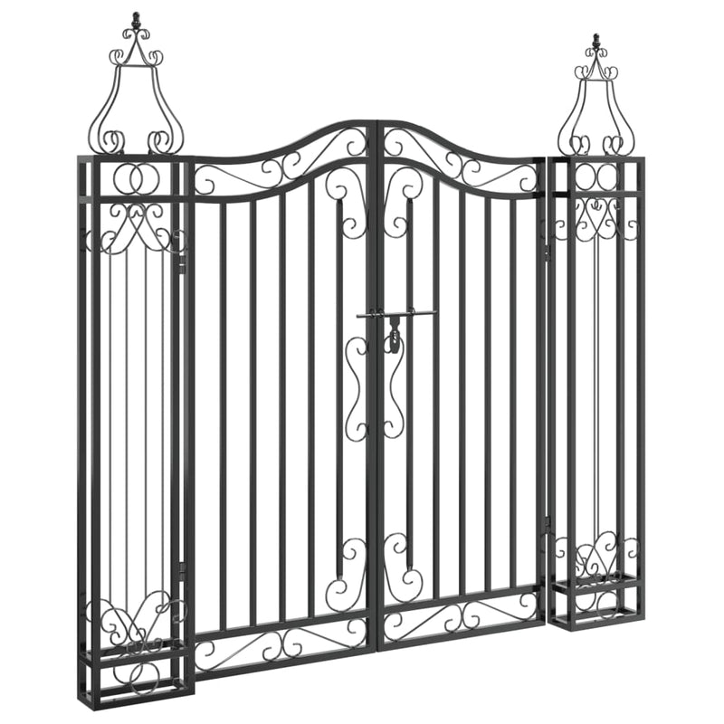 Cargue la imagen en el visor de la galería, Vidaxl poort 121x8x120 cm smeedijzer zwart