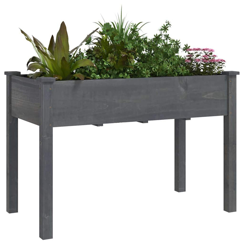 Afbeelding laden in galerijviewer, Vidaxl plantenbak met voering 118x59x76 cm massief vurenhout grijs