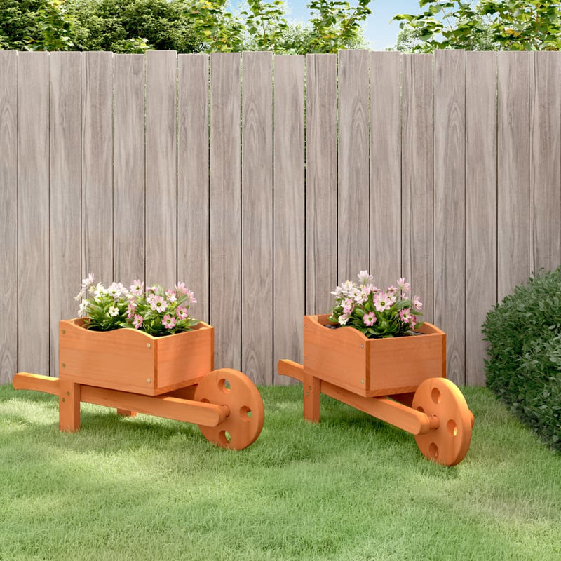 Load image into Gallery viewer, Vidaxl plantenbakken kruiwagen 2 st 47x15x19 cm massief vurenhout