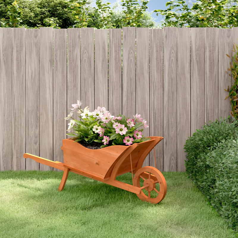 Load image into Gallery viewer, Vidaxl plantenbak kruiwagen 128x45,5x43 cm massief vurenhout