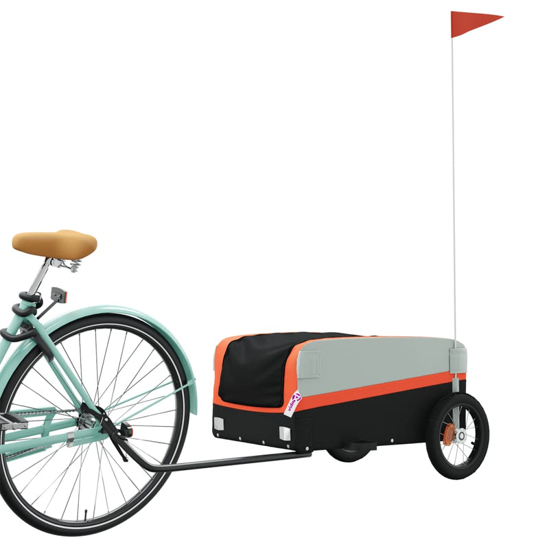 Load image into Gallery viewer, Vidaxl fietstrailer 30 kg ijzer zwart en oranje