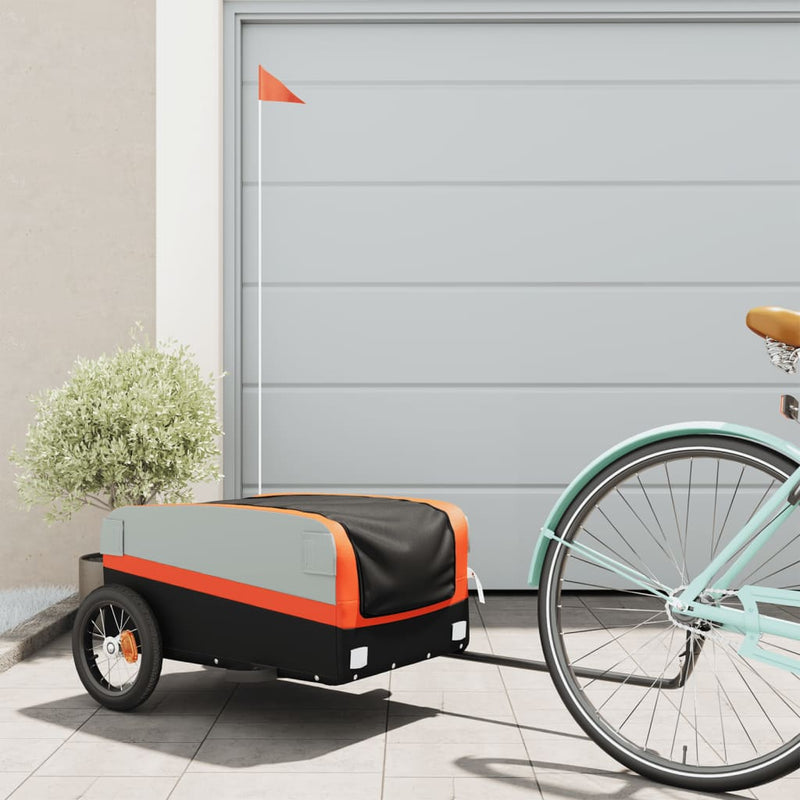 Load image into Gallery viewer, Vidaxl fietstrailer 30 kg ijzer zwart en oranje