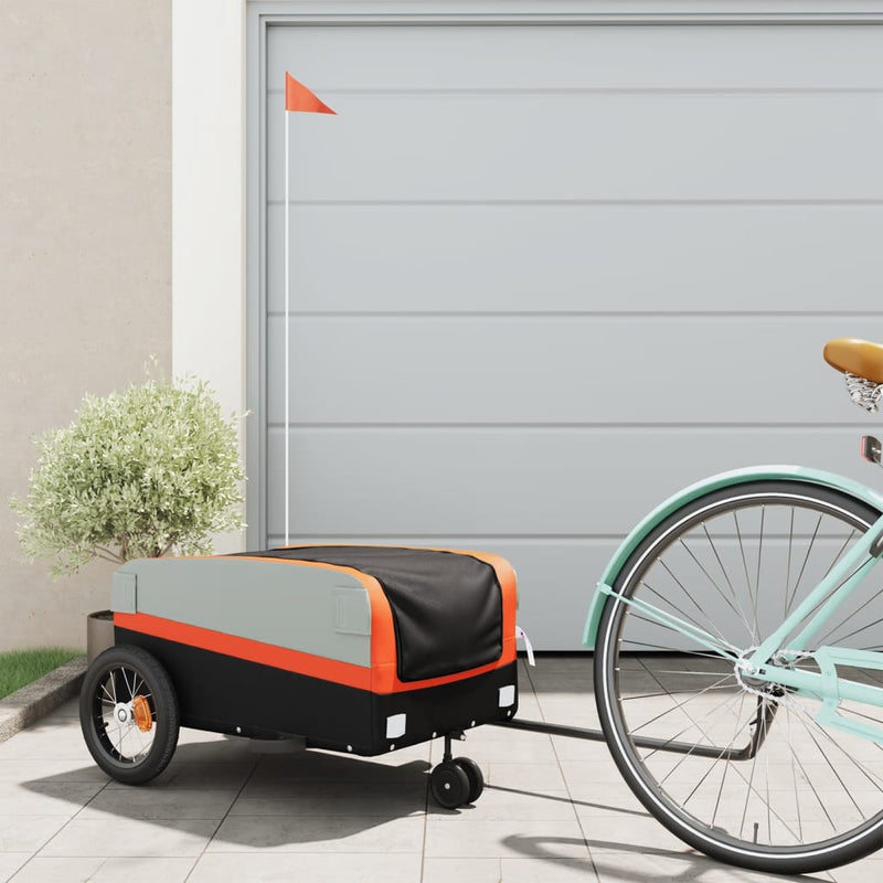 Load image into Gallery viewer, Vidaxl fietstrailer 30 kg ijzer zwart en oranje