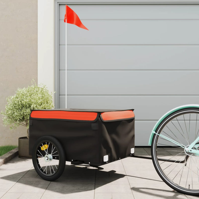 Load image into Gallery viewer, Vidaxl fietstrailer 45 kg ijzer zwart en oranje