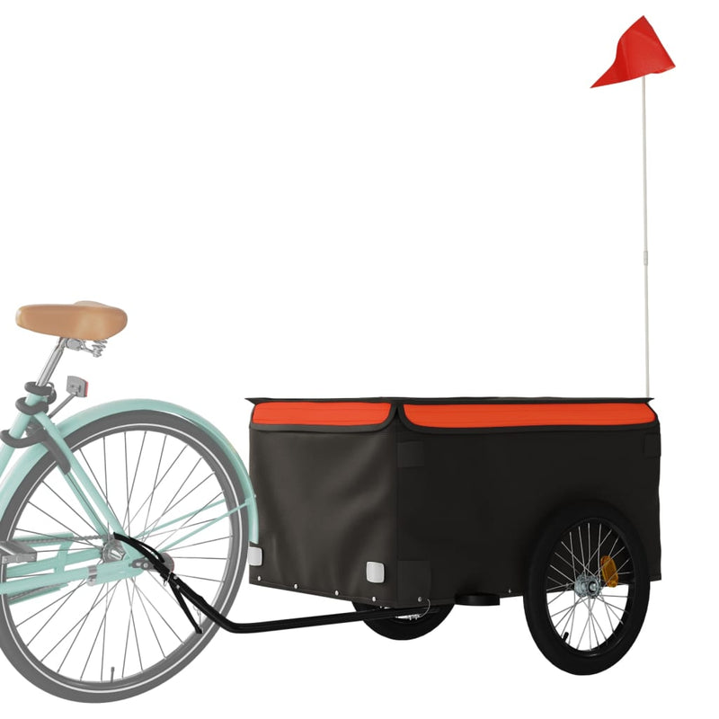 Load image into Gallery viewer, Vidaxl fietstrailer 45 kg ijzer zwart en oranje