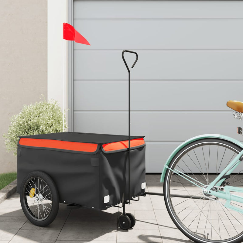 Chargez l'image dans la visionneuse de la galerie, Vidaxl fietstrailer 30 kg ijzer zwart en oranje