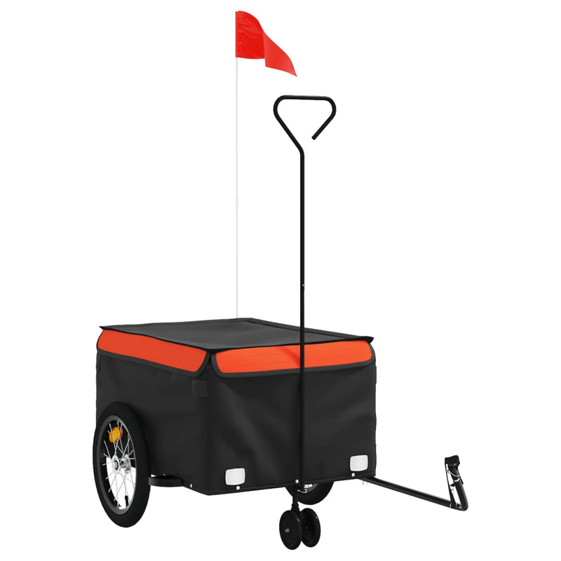 Load image into Gallery viewer, Vidaxl fietstrailer 45 kg ijzer zwart en oranje