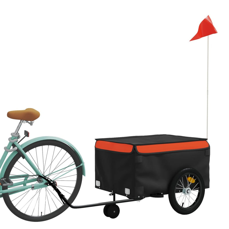 Load image into Gallery viewer, Vidaxl fietstrailer 45 kg ijzer zwart en oranje