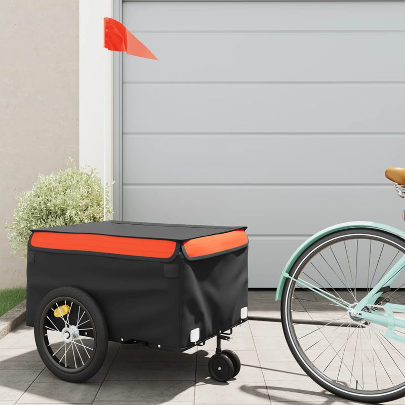 Load image into Gallery viewer, Vidaxl fietstrailer 45 kg ijzer zwart en oranje