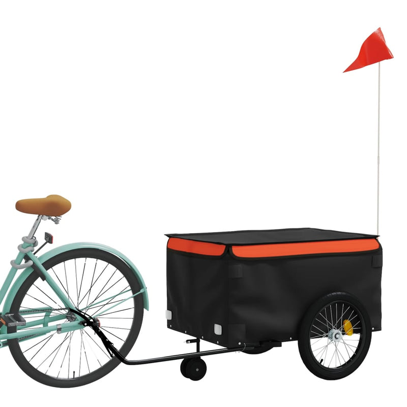 Load image into Gallery viewer, Vidaxl fietstrailer 45 kg ijzer zwart en oranje