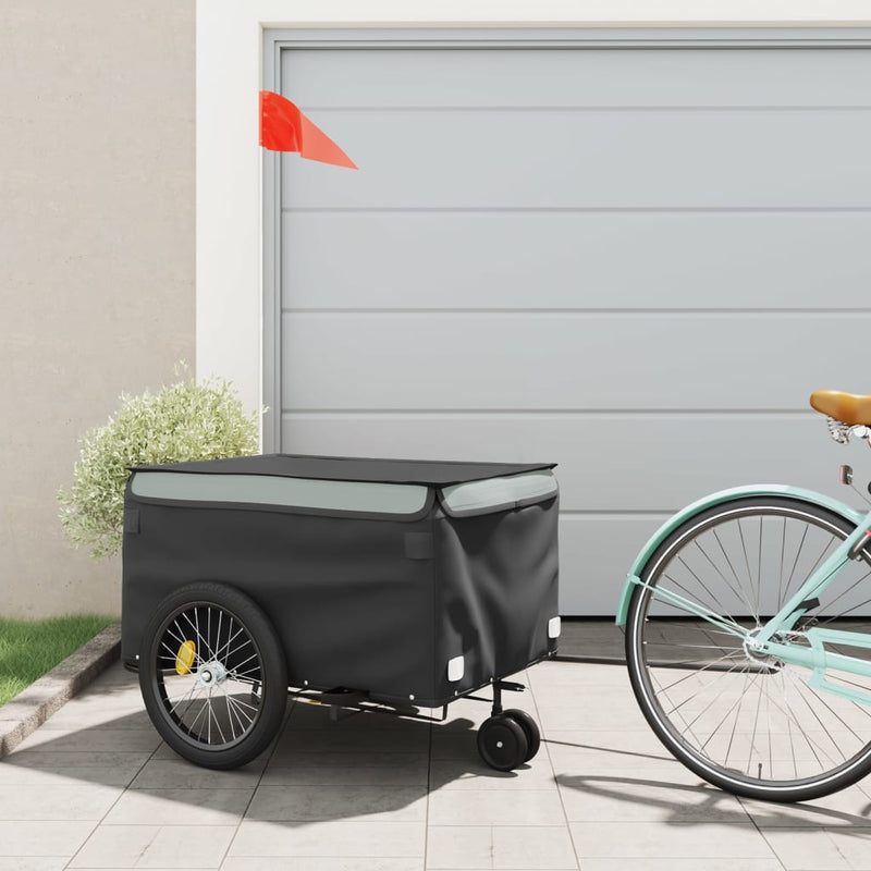 Load image into Gallery viewer, Vidaxl fietstrailer 45 kg ijzer zwart en grijs
