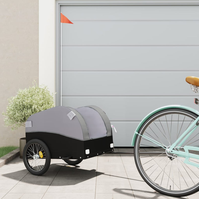 Load image into Gallery viewer, Vidaxl fietstrailer 30 kg ijzer zwart en grijs