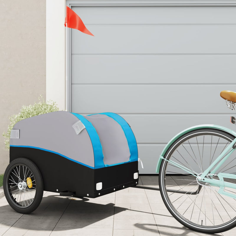 ギャラリービューアに画像をロードする, Vidaxl fietstrailer 45 kg ijzer zwart en blauw