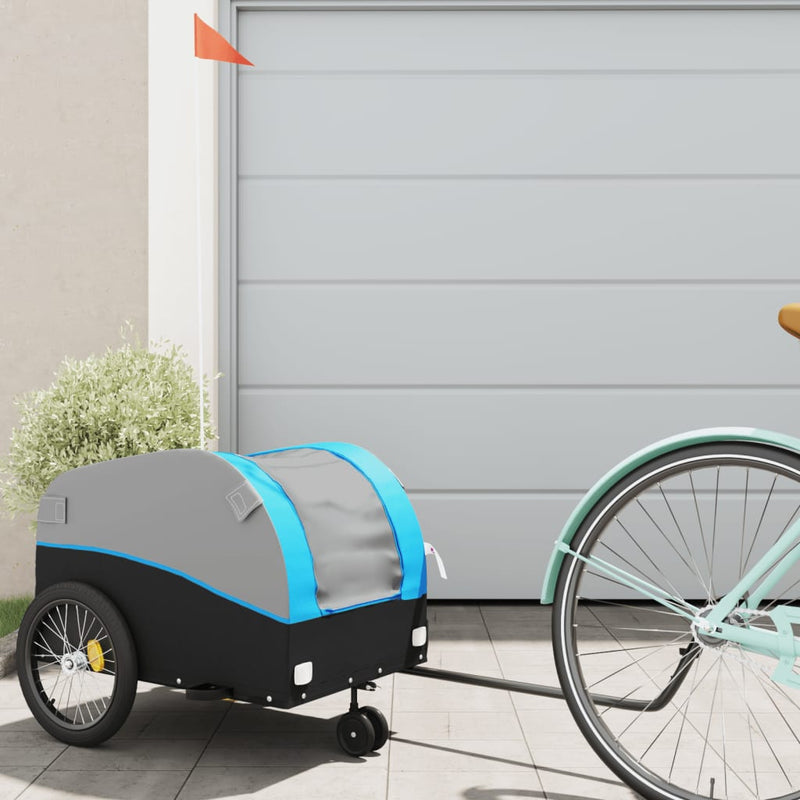 Load image into Gallery viewer, Vidaxl fietstrailer 30 kg ijzer zwart en blauw