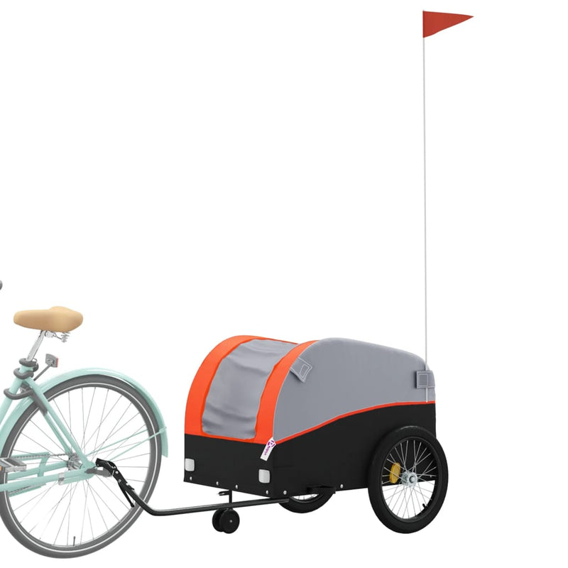 Load image into Gallery viewer, Vidaxl fietstrailer 45 kg ijzer zwart en oranje