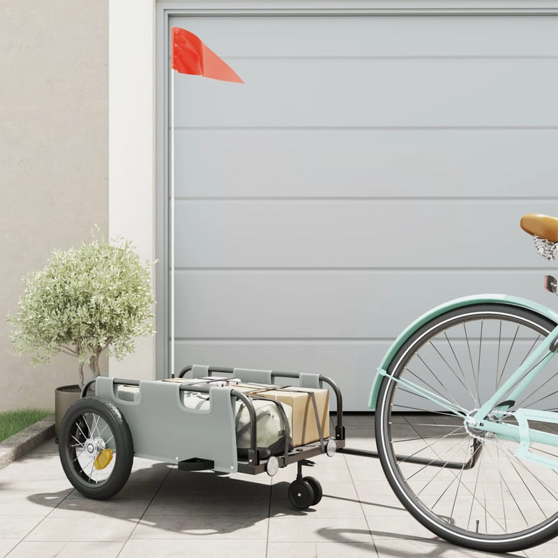 ギャラリービューアに画像をロードする, Vidaxl fietstrailer oxford stof en ijzer grijs