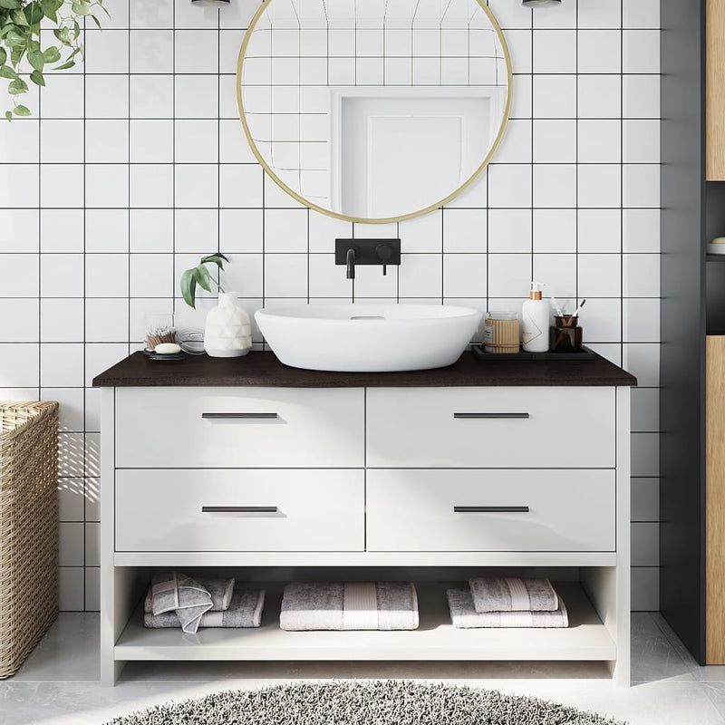 Load image into Gallery viewer, Vidaxl wastafelblad 100x40x2 cm behandeld massief hout donkerbruin