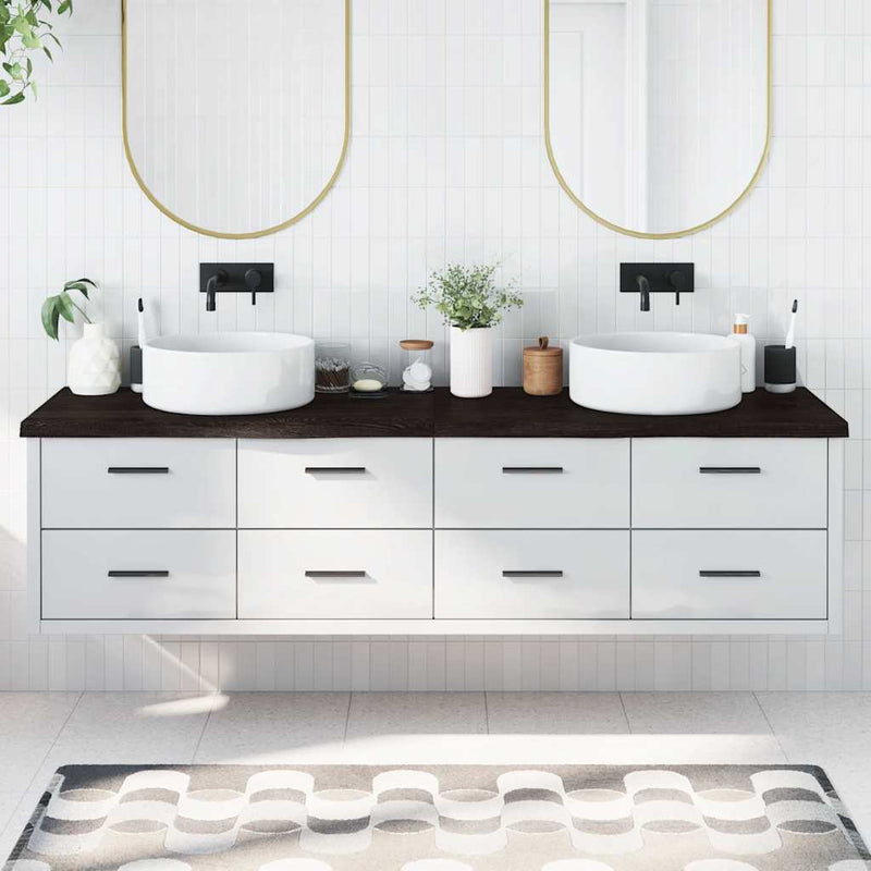 Load image into Gallery viewer, Vidaxl wastafelblad 200x50x(2-4) cm behandeld massief hout donkerbruin