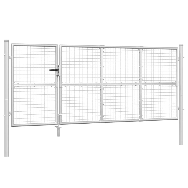 Load image into Gallery viewer, VidaXL Tuinpoort 350x175 cm gaas en gegalvaniseerd staal zilverkleur