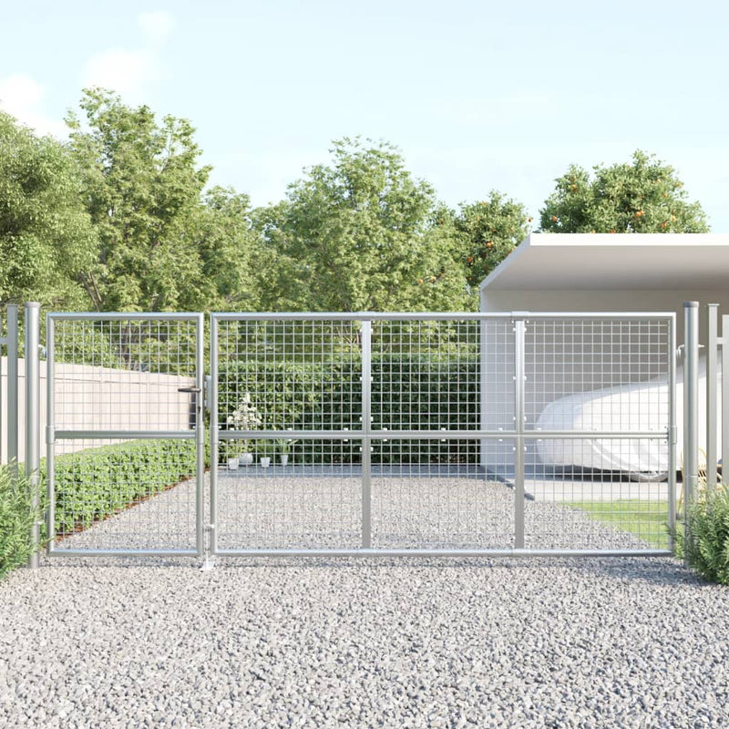 Load image into Gallery viewer, VidaXL Tuinpoort 350x175 cm gaas en gegalvaniseerd staal zilverkleur