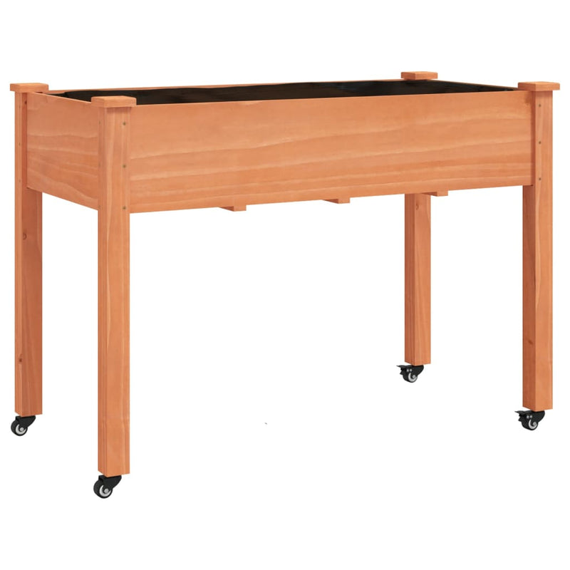 Cargue la imagen en el visor de la galería, Vidaxl plantenbak op wieltjes 118x59x80 cm massief vurenhout bruin