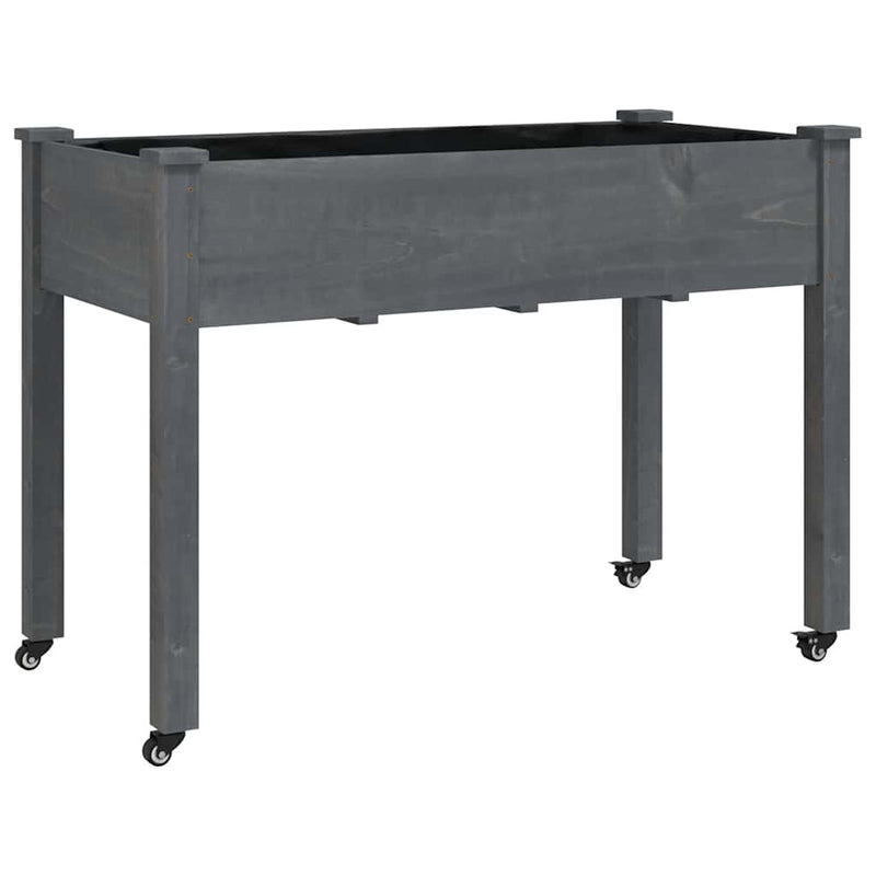Cargue la imagen en el visor de la galería, Vidaxl plantenbak op wieltjes 118x59x80 cm massief vurenhout grijs