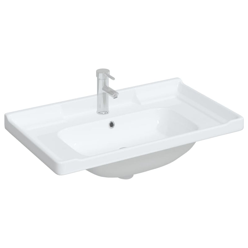 Load image into Gallery viewer, Vidaxl wastafel rechthoekig 81x48x23 cm keramiek wit