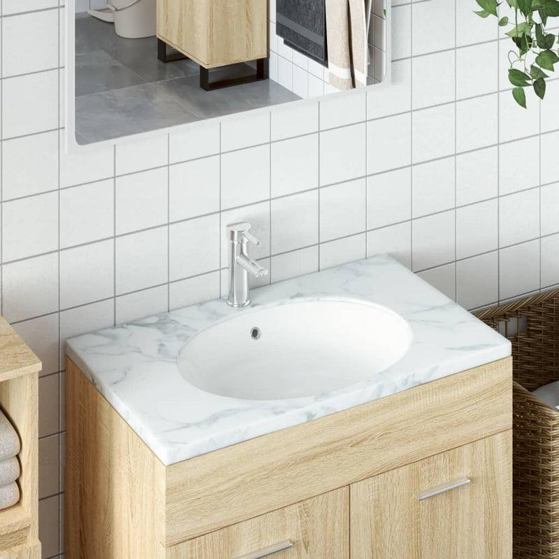 Load image into Gallery viewer, Vidaxl wastafel ovaal 56x41x20 cm keramiek wit