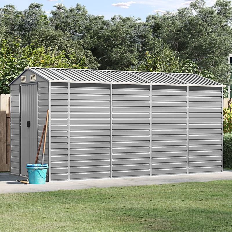 Load image into Gallery viewer, VidaXL Tuinschuur 191x385x198 cm gegalvaniseerd staal lichtgrijs