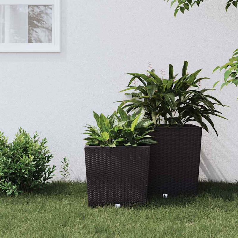 Load image into Gallery viewer, Vidaxl plantenbak met uitneembare bak rattan-look 21 32 l pp bruin