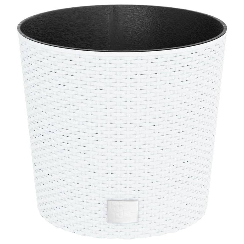 Load image into Gallery viewer, Vidaxl plantenbak met uitneembare bak rattan-look 15 15,3 l pp wit
