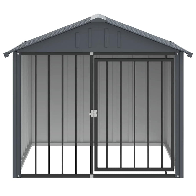 Afbeelding laden in galerijviewer, Vidaxl hondenhok met dak 117x103x102 cm gegalvaniseerd staal zwart