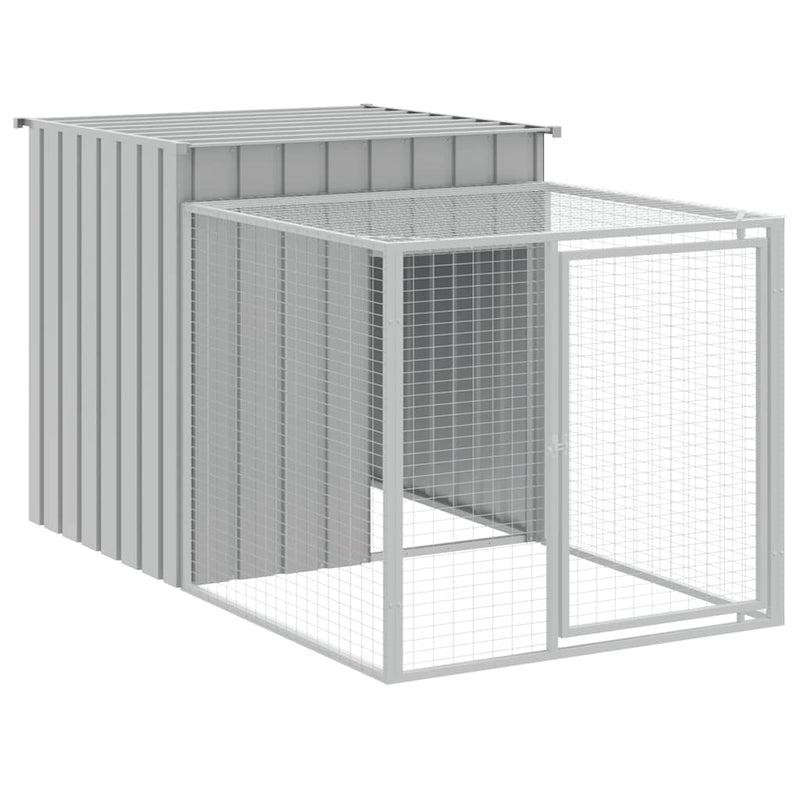 Load image into Gallery viewer, Vidaxl kippenhok met ren lichtgrijs 110x201x110 cm gegalvaniseerd staal