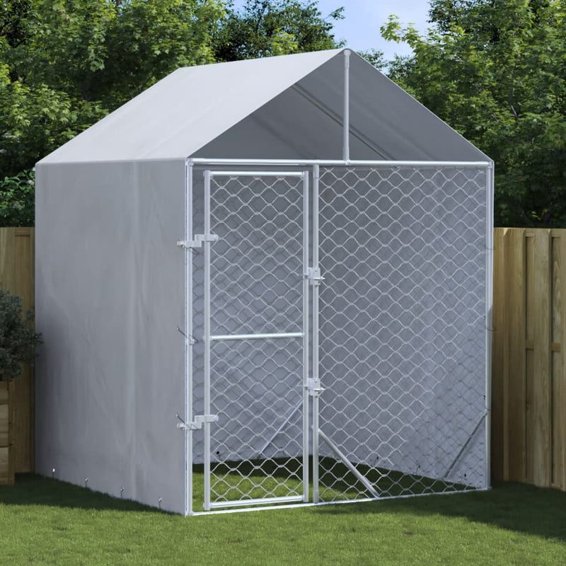 Load image into Gallery viewer, VidaXL Hondenkennel met dak 2x2x2,5 m gegalvaniseerd staal zilver