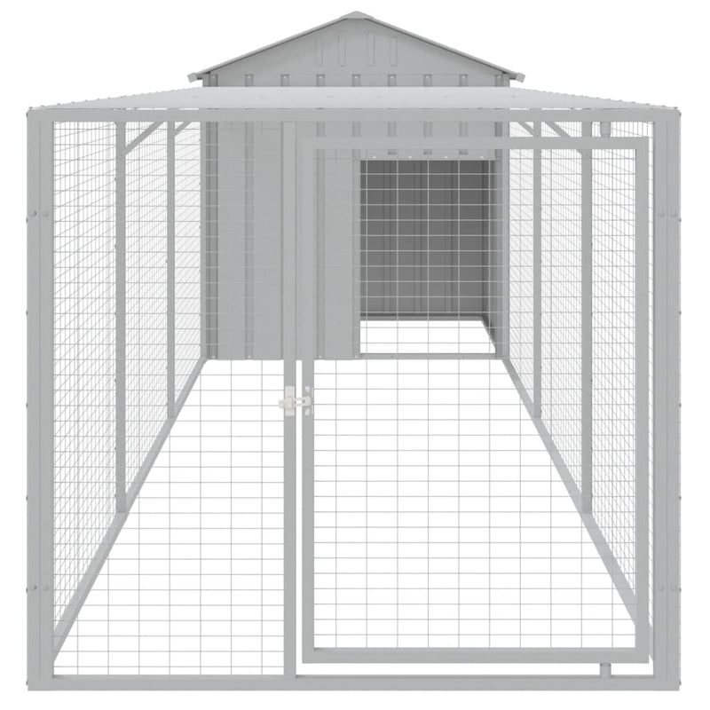 Load image into Gallery viewer, VidaXL Kippenhok met ren 117x405x123 cm staal lichtgrijs
