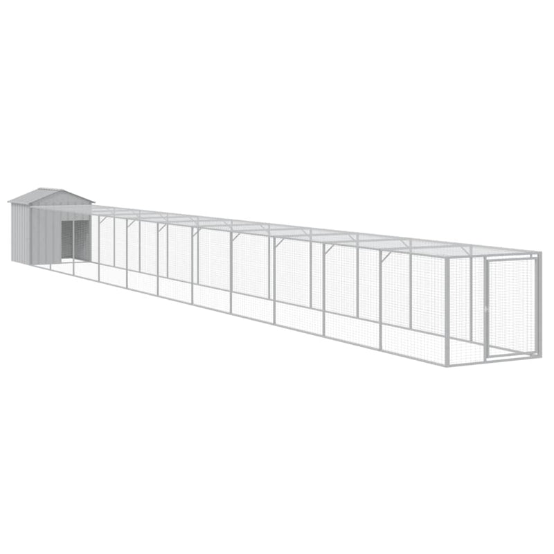 Load image into Gallery viewer, VidaXL Kippenhok met ren 117x1221x123 cm staal lichtgrijs