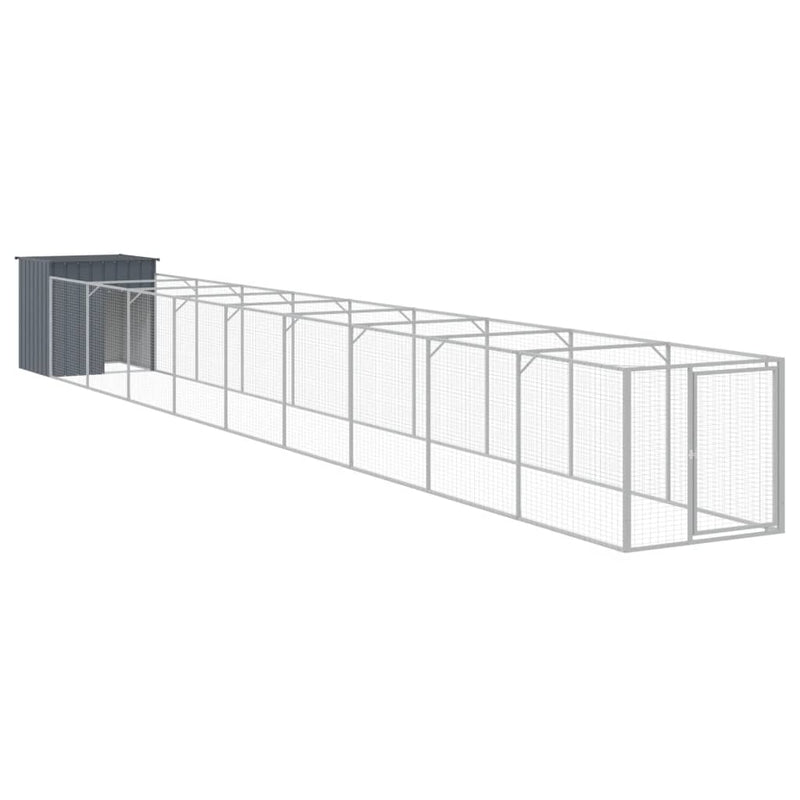 Load image into Gallery viewer, VidaXL Hondenhok met ren 110x1017x110 cm staal antracietkleurig