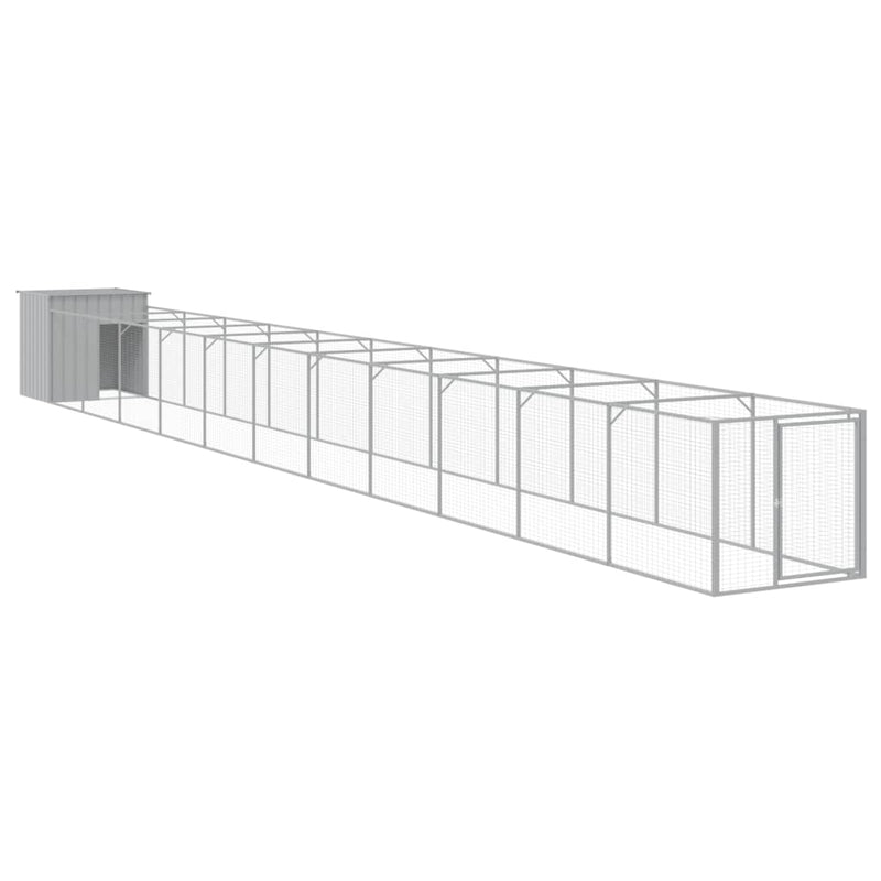 Load image into Gallery viewer, VidaXL Hondenhok met ren 110x1221x110 cm staal lichtgrijs