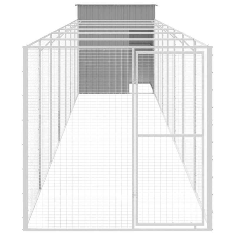 Load image into Gallery viewer, VidaXL Hondenhok met ren 165x863x181 cm staal lichtgrijs