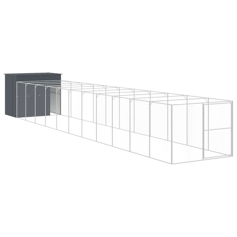 Load image into Gallery viewer, VidaXL Hondenhok met ren 214x1273x181 cm staal antraciet