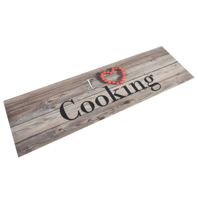 ギャラリービューアに画像をロードする, Vidaxl keukenmat wasbaar cooking-print 45x150 cm fluweel grijs