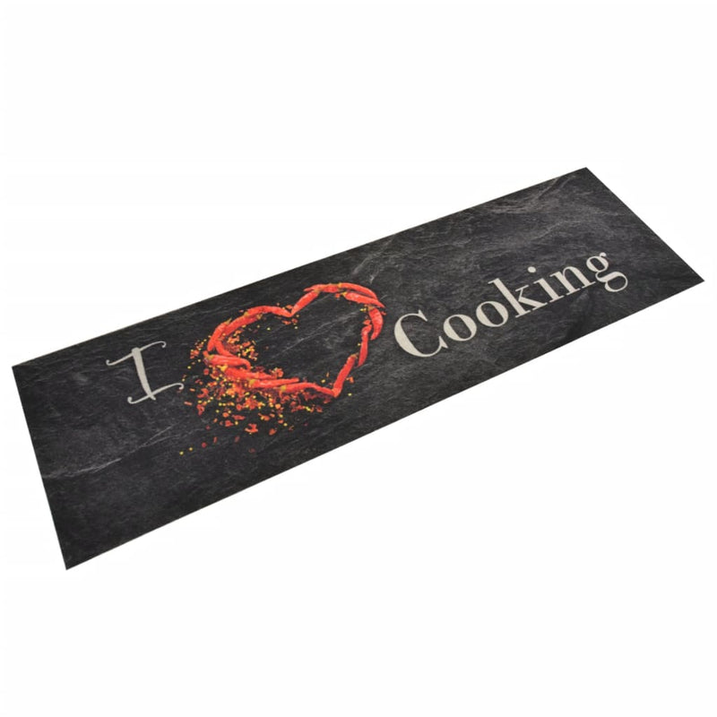 Load image into Gallery viewer, Vidaxl keukenmat wasbaar cooking-print 45x150 cm fluweel zwart